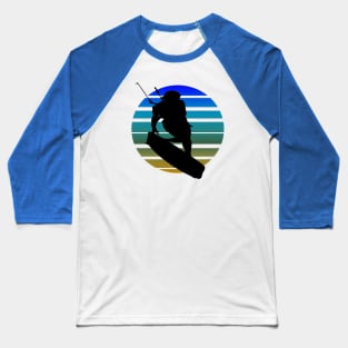 Kitesurfing Female Rider Silhouette Retro Sunset Baseball T-Shirt